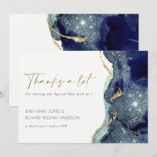 Vloeibare Abstracte inktvis goudzeemacht Glitter W Bedankkaart (Voorkant / Achterkant)