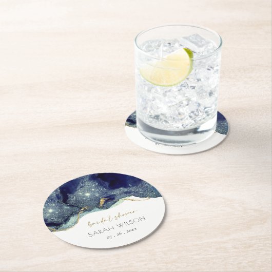 Vloeibare Abstracte inktvis goudzeemacht Vrijgezel Ronde Kartonnen Onderzetter (Insitu)