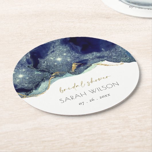 Vloeibare Abstracte inktvis goudzeemacht Vrijgezel Ronde Kartonnen Onderzetter (Gebogen)