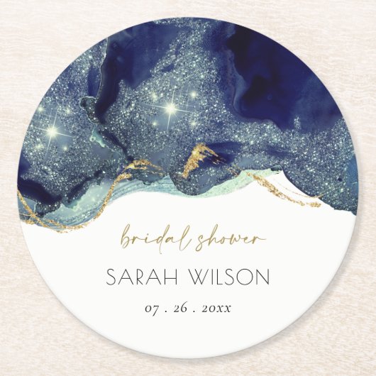 Vloeibare Abstracte inktvis goudzeemacht Vrijgezel Ronde Kartonnen Onderzetter (Voorkant)