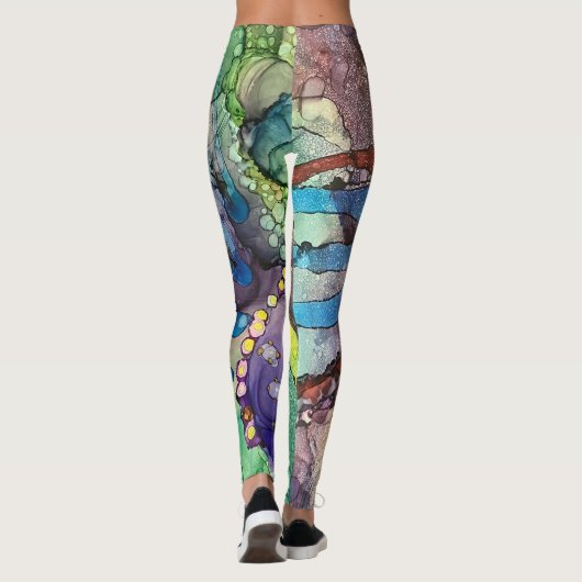 Vloeibare Abstracte kunst met wilde en kleurrijke Leggings (Achterkant)
