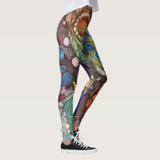 Vloeibare Abstracte kunst met wilde en kleurrijke Leggings (Rechts)