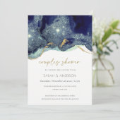 Vloeibare Abstracte marine Glitter Couples Shower Bedankkaart (Staand voorkant)