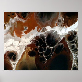 Vloeibare Acryl Abstract Schilderij Bruin Neutraal Poster