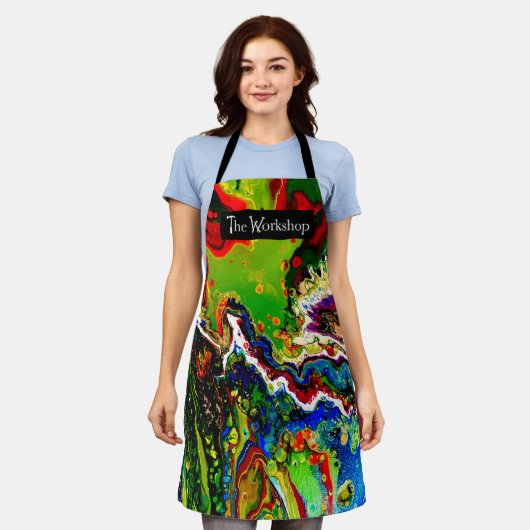 Vloeibare Acryl Heldere Kleur Gemarmerd Art Schort (Gedragen)