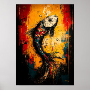 Vloeibare Beweging Hedendaagse Expressionistische Poster
