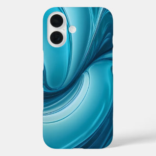 Vloeibare Blauwe Energie – Abstracte Stroom Ontwer iPhone 16 Hoesje