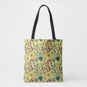 Vloeibare bloemen, bladeren, takken, naadloos, van tote bag