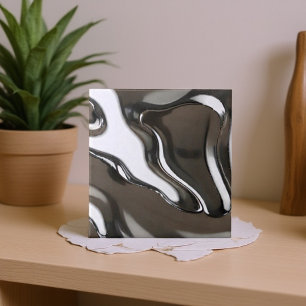 Vloeibare chroomgolven Abstract metallic Tegeltje