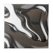 Vloeibare chroomgolven Abstract metallic Tegeltje (Voorkant)