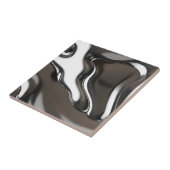 Vloeibare chroomgolven Abstract metallic Tegeltje (Zijkant)