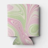 Vloeibare draai groen roze patroon blikjeskoeler (Achterkant)