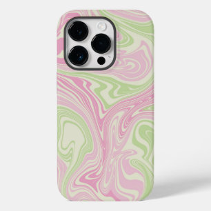 Vloeibare draai groen roze patroon Case-Mate iPhone 14 pro hoesje