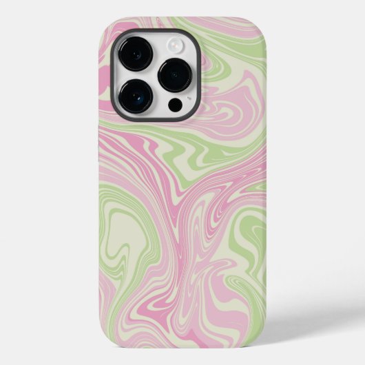 Vloeibare draai groen roze patroon Case-Mate iPhone case (Achterkant)