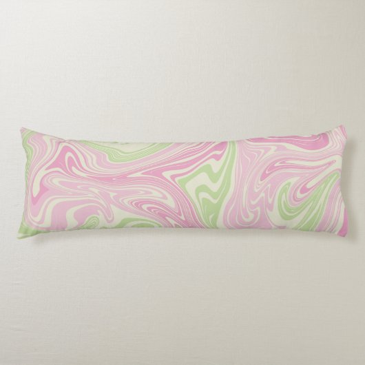 Vloeibare draai groen roze patroon lichaamskussen (Voorkant)