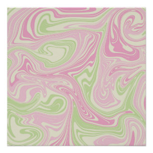 Vloeibare draai groen roze patroon perfect poster