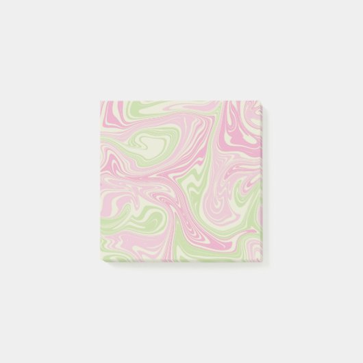 Vloeibare draai groen roze patroon post-it® notes (Voorkant)