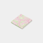 Vloeibare draai groen roze patroon post-it® notes (Schuin)