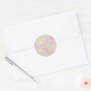 Vloeibare draai groen roze patroon ronde sticker
