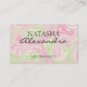 Vloeibare draai groen roze patroon visitekaartje (Voorkant)