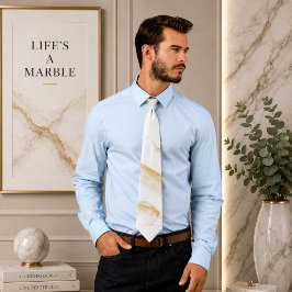 Vloeibare Draai Marmer Beige Crème Necktie Stropdas
