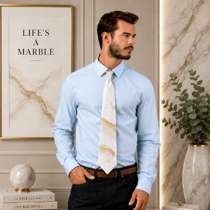 Vloeibare Draai Marmer Beige Crème Necktie Stropdas