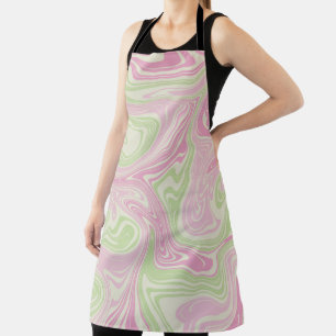 Vloeibare Draaiing Groen Roze Patroon Schort