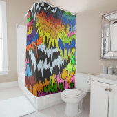 Vloeibare Drip Kleurrijke Groovy Stripe Trippy Pat Douchegordijn (In situ)