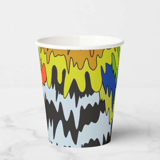 Vloeibare Drip Kleurrijke Groovy Stripe Trippy Pat Papieren Bekers (Links)