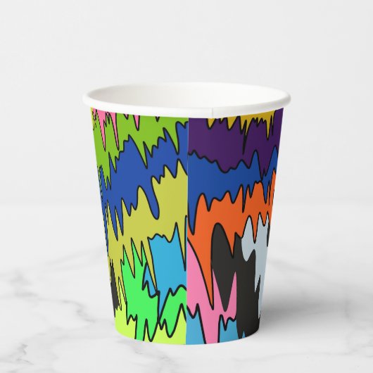 Vloeibare Drip Kleurrijke Groovy Stripe Trippy Pat Papieren Bekers (Rechts)