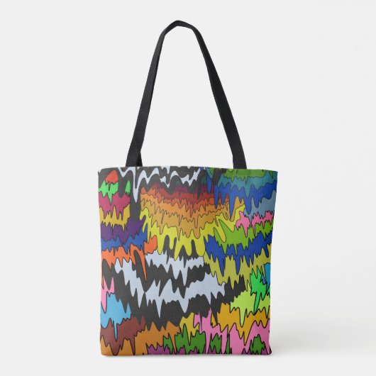 Vloeibare Drip Kleurrijke Groovy Stripe Trippy Pat Tote Bag (Achterkant)