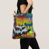 Vloeibare Drip Kleurrijke Groovy Stripe Trippy Pat Tote Bag (Dichtbij)