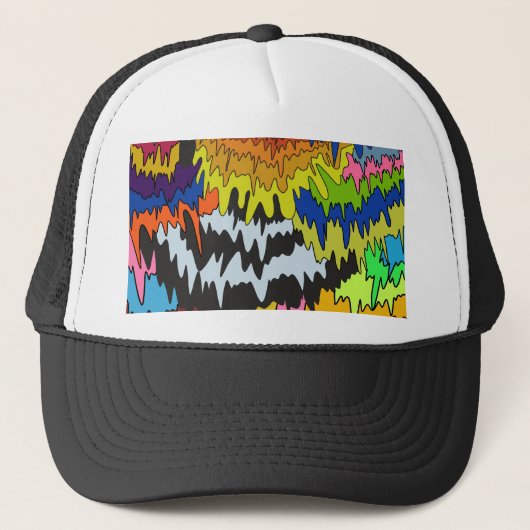Vloeibare Drip Kleurrijke Groovy Stripe Trippy Pat Trucker Pet (Voorkant)