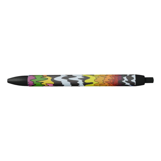 Vloeibare Drip Kleurrijke Groovy Stripe Trippy Pat Zwarte Inkt Pen (Voorkant)