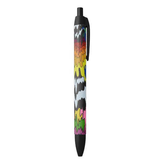 Vloeibare Drip Kleurrijke Groovy Stripe Trippy Pat Zwarte Inkt Pen (Achterkant (Verticaal))