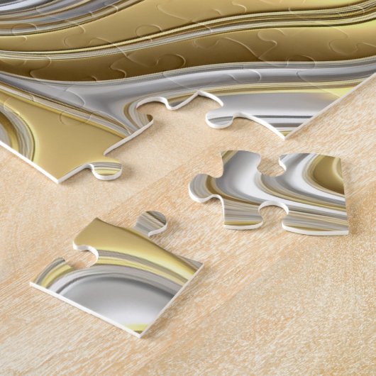 Vloeibare Elegantie - Metallic vloeibaar patroon Legpuzzel (Zijkant)