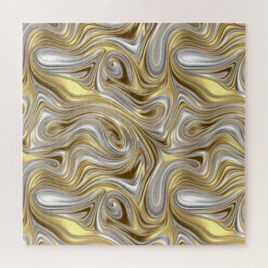 Vloeibare Elegantie - Metallic vloeibaar patroon Legpuzzel (Horizontaal)