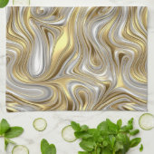 Vloeibare Elegantie - Metallic vloeibaar patroon Theedoek (Gevouwen)