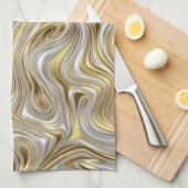 Vloeibare Elegantie - Metallic vloeibaar patroon Theedoek (Quarter Fold)