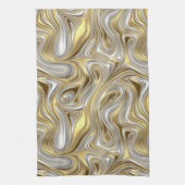 Vloeibare Elegantie - Metallic vloeibaar patroon Theedoek (Verticaal)