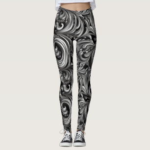 Vloeibare Elegantie - Metallic Zwart vloeibaar pat Leggings