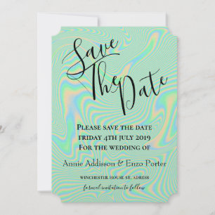 Vloeibare faux-groene holografische structuur save the date