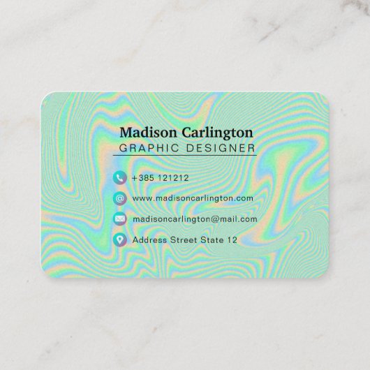 Vloeibare faux-groene holografische structuur visitekaartje (Achterkant)