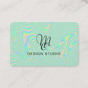 Vloeibare faux-groene holografische structuur visitekaartje
