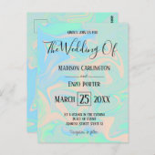 Vloeibare faux holografische iriserende textuur briefkaart (Voorkant / Achterkant)