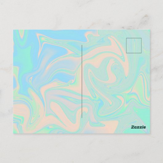 Vloeibare faux holografische iriserende textuur briefkaart (Achterkant)