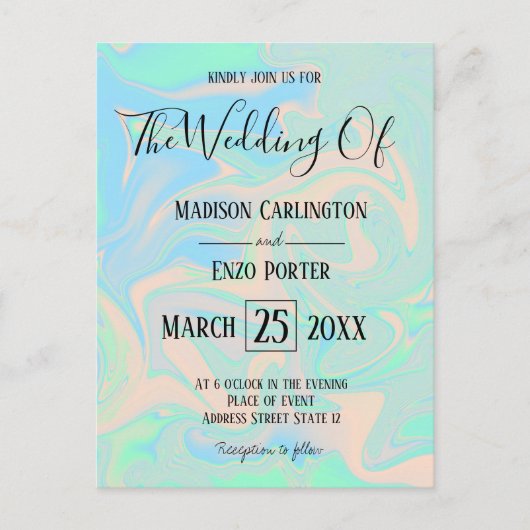 Vloeibare faux holografische iriserende textuur briefkaart (Voorkant)