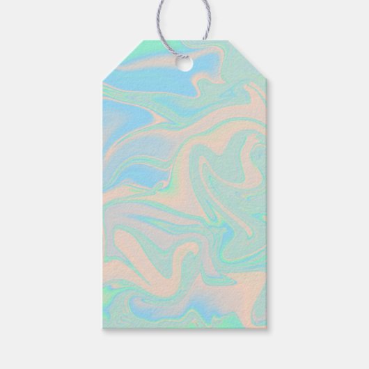 Vloeibare faux holografische israëlische textuur cadeaulabel (Voorkant)