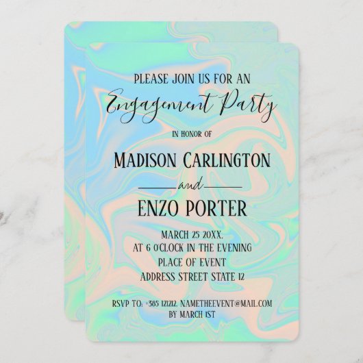 Vloeibare faux holografische israëlische textuur kaart (Voorkant / Achterkant)