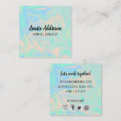 Vloeibare faux holografische israëlische textuur vierkante visitekaartje (Voorkant / Achterkant)